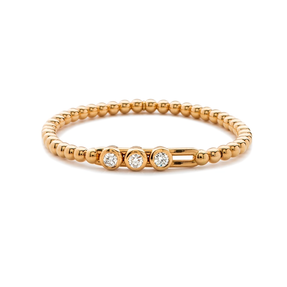 Women’s gemstone bangle-Hulchi Belluni 18K Rose Gold Diamond Stretch Bracelet