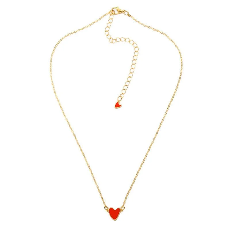 Red Peach Heart Necklace