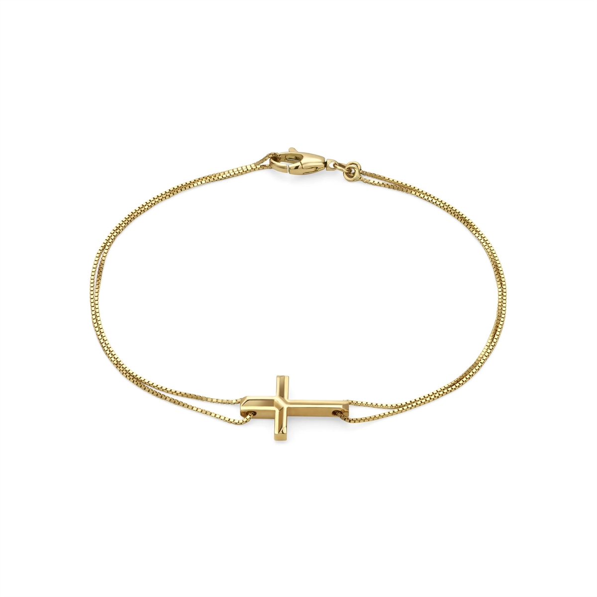 Women’s precious stone bracelet-Gucci 18K Yellow Gold Link to Love Bracelet with Cross