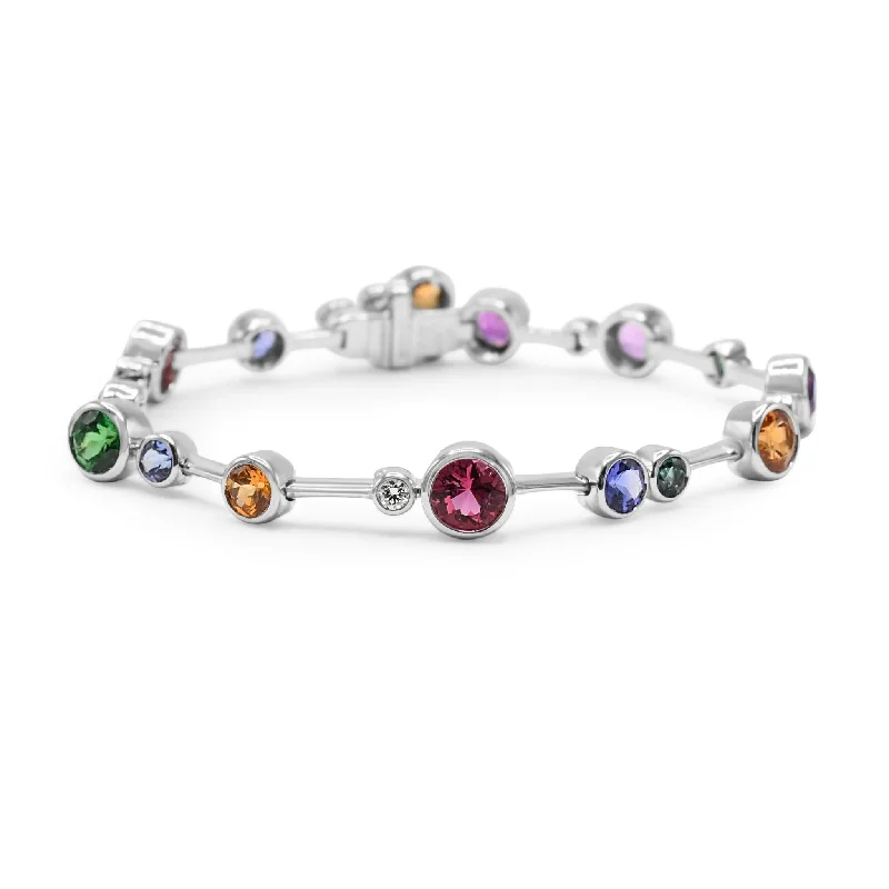 Women’s gemstone-studded bracelet-Boodles Raindance Rainbow Watercolour Bracelet - 18ct White Gold