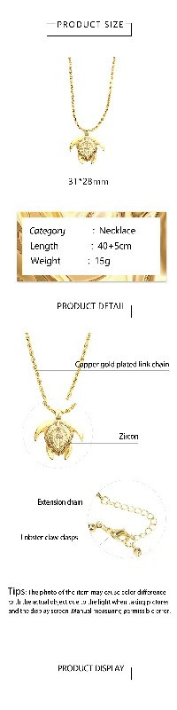 Women’s charm necklace-Simple Style Tortoise Copper 18k Gold Plated Zircon Pendant Necklace In Bulk