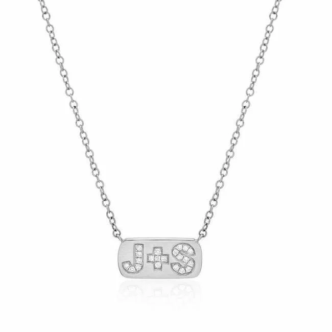 Women’s diamond necklace-Diamond Lovebirds Initial Plaque Necklace