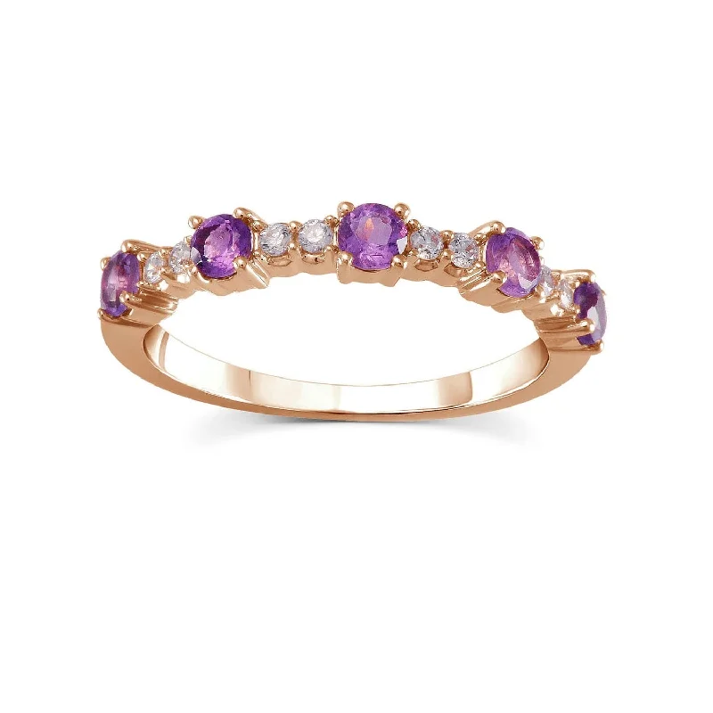 Women’s luxury diamond solitaire engagement ring-Amethyst and Diamond Band Ring