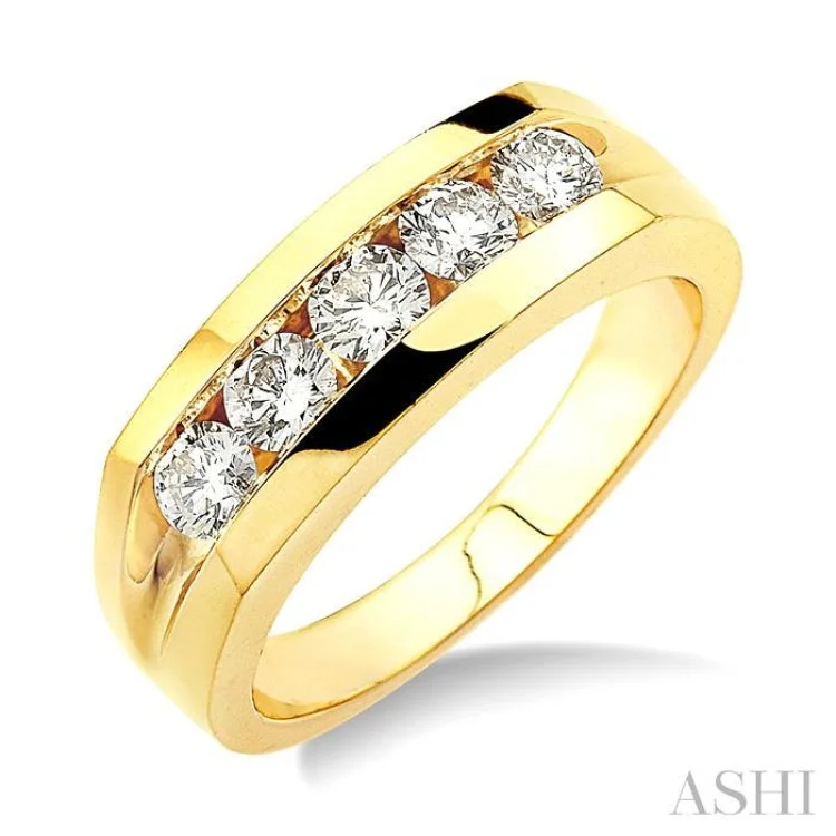 Women’s diamond engagement ring set-1.00 ctw Round Cut Diamond Men's Ring in 14K Yellow Gold