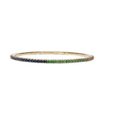 Women’s fashion-forward bracelet-Extensible 18K Yellow Gold Rainbow Sapphire Stretch Bracelet