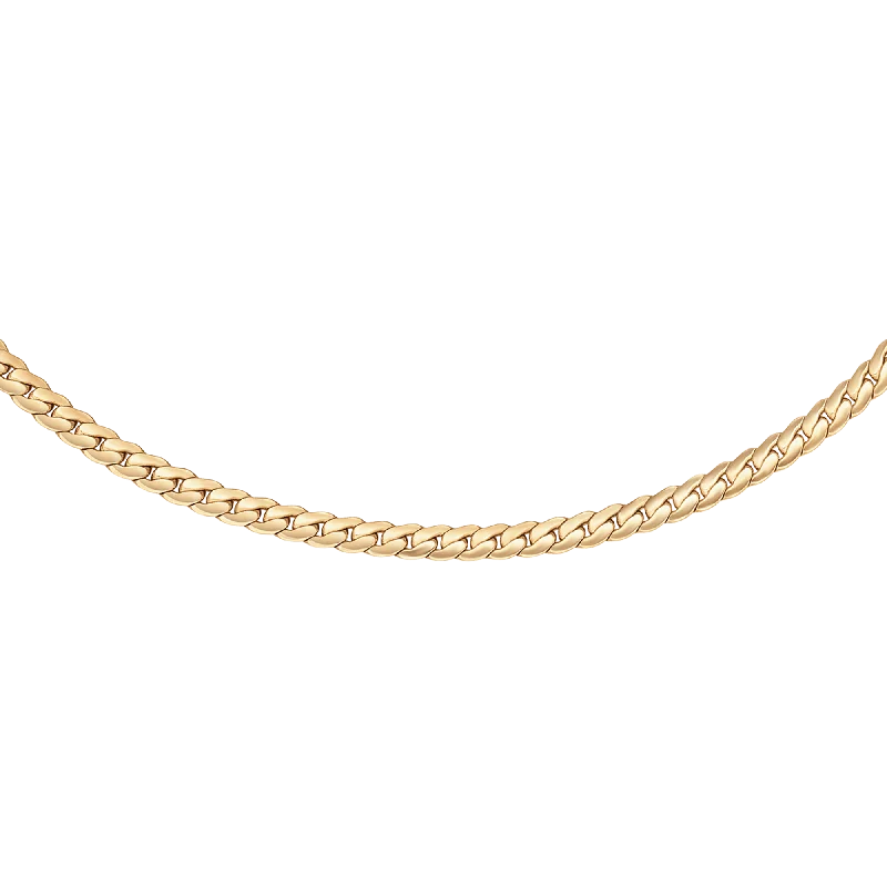 Women’s layered gold necklace-Flat Chain Necklace G