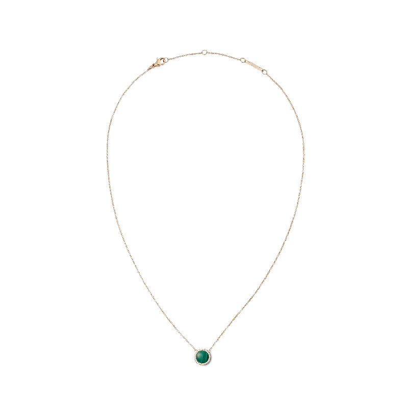 Women’s layered chain necklace-Audrey Necklace Malachite Rose Gold