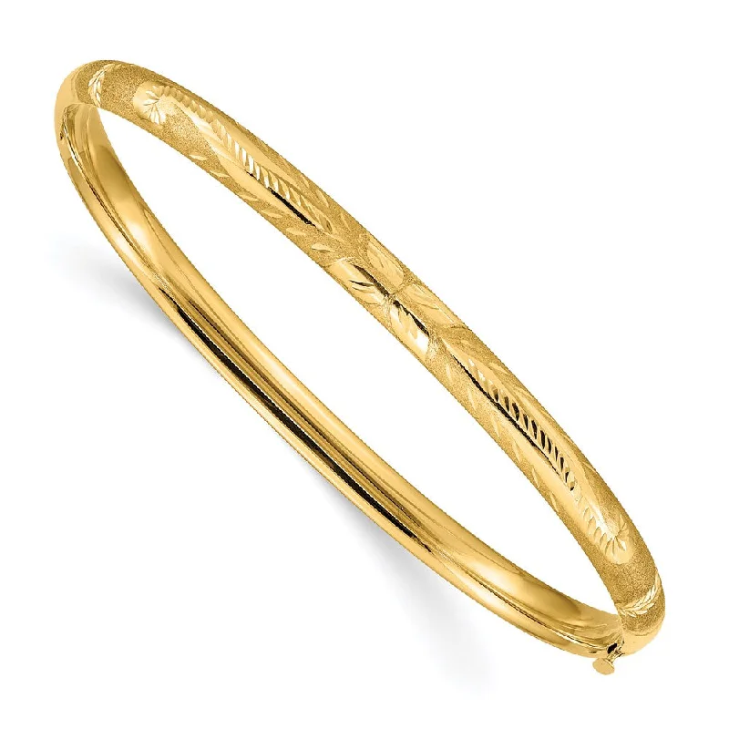 Women’s golden bangle-14k 3/16 Florentine Engraved Hinged Bangle Bracelet-WBC-FE3/16