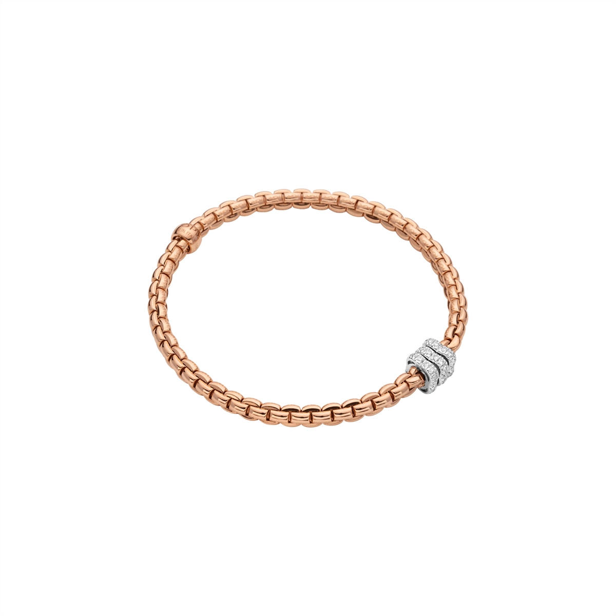 Women’s textured bracelet-Fope 18K Rose Gold Eka Diamond Bracelet, Medium Size