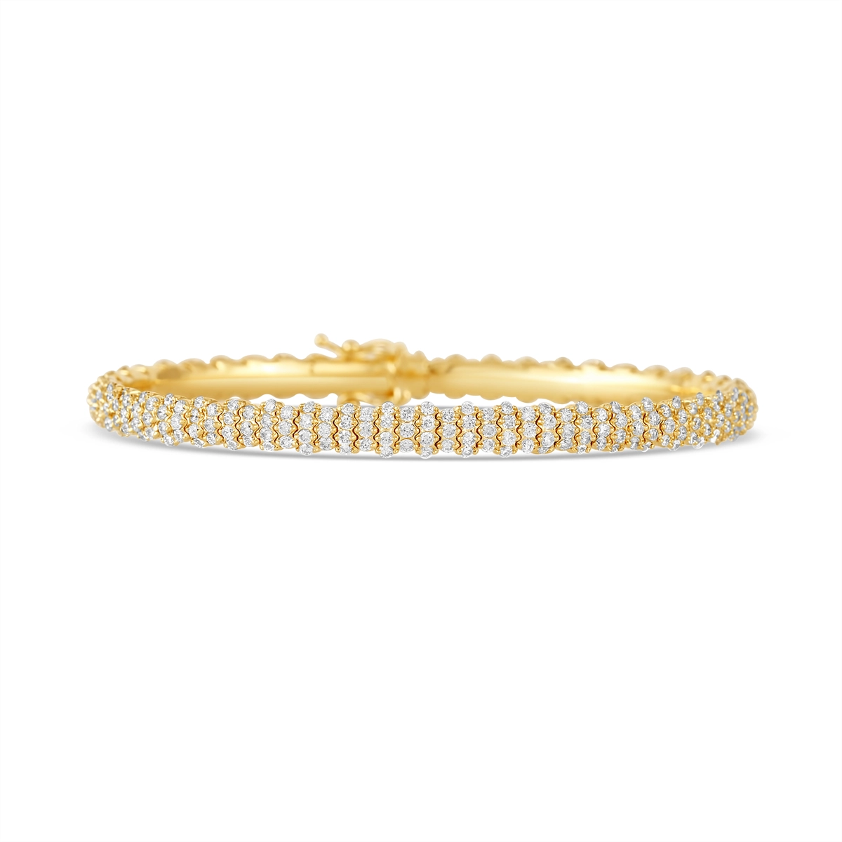 Women’s minimalist bracelet-14K Yellow Gold Wide Flexible Clasped Diamond Eternity Bracelet