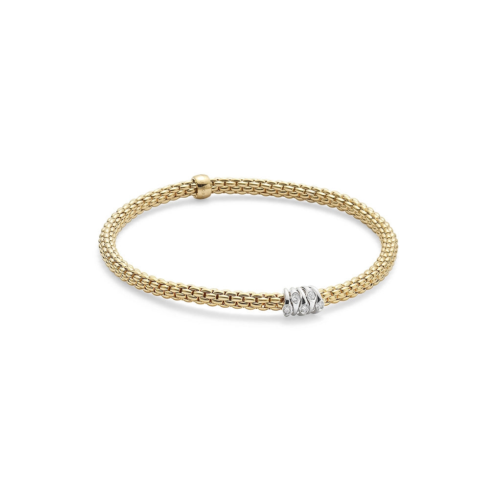 Women’s handmade bracelet-FOPE 18K Yellow Gold Prima Collection Diamond Bracelet, Medium Size