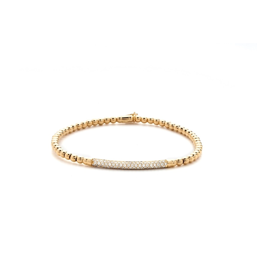 Women’s exclusive bracelet-Hulchi Belluni 18K Yellow Gold Diamond Tresore Stretch Bracelet