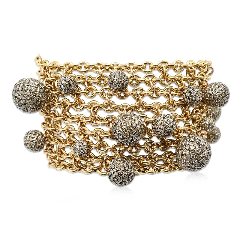 Women’s chunky bangle-De Grisogono Diamond Boule Bracelet - 18ct Yellow Gold