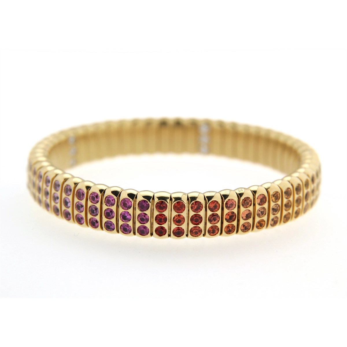 Women’s custom-designed bracelet-Hulchi Belluni 18K Yellow Gold Wide Tresore Reversible Diamond and Rainbow Sapphire Bracelet