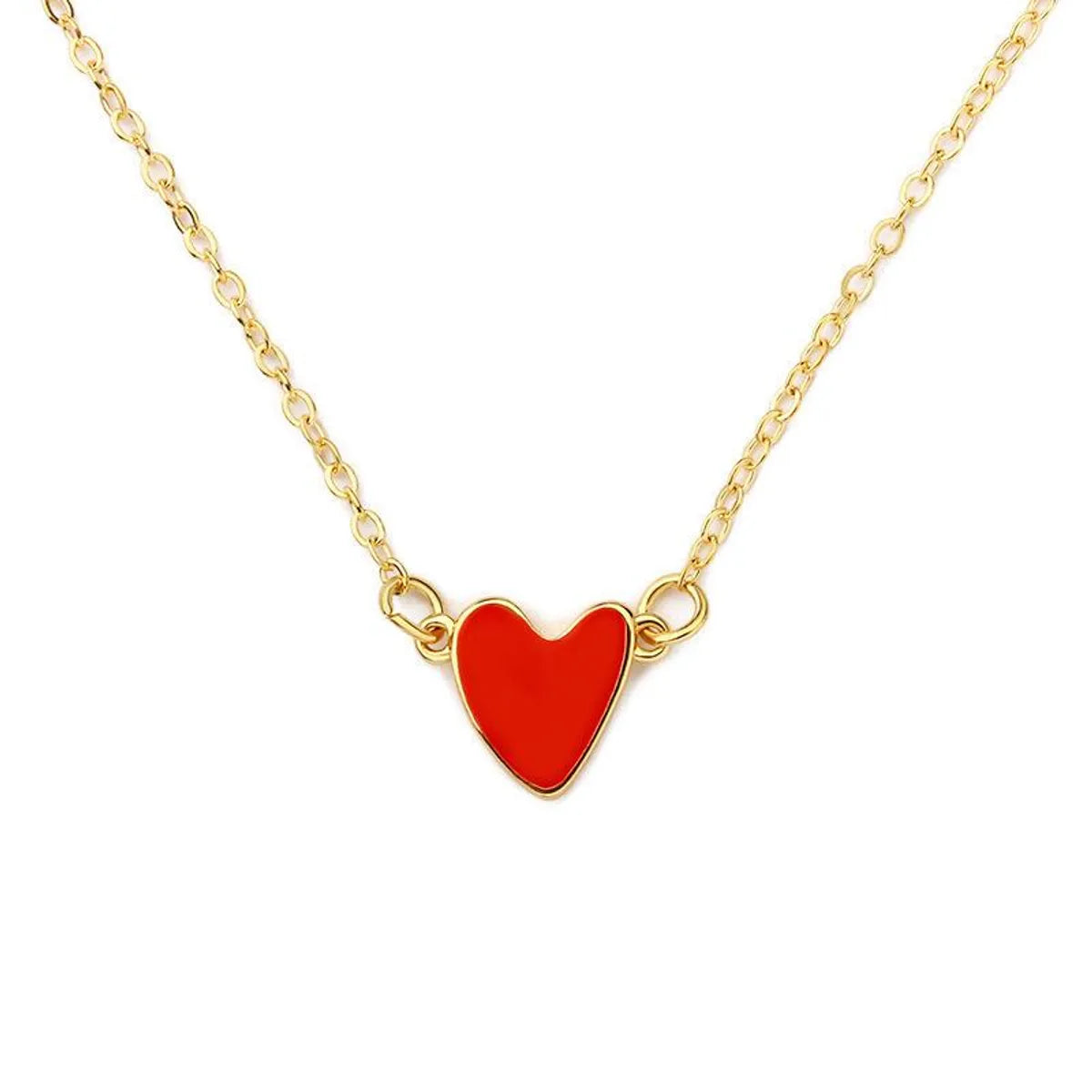 Women’s handmade necklace-Korean Red Love Necklace Dripping Double Peach Heart Necklace Clavicle Chain Heart Necklace Wholesale