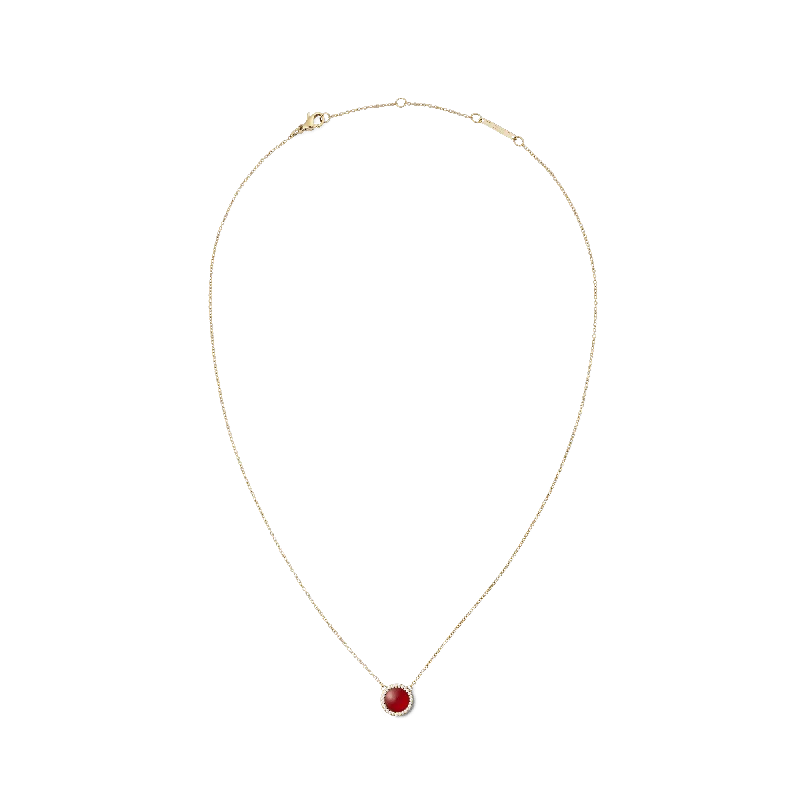 Women’s luxury pendant chain necklace-Audrey Necklace  Red Agathe Gold