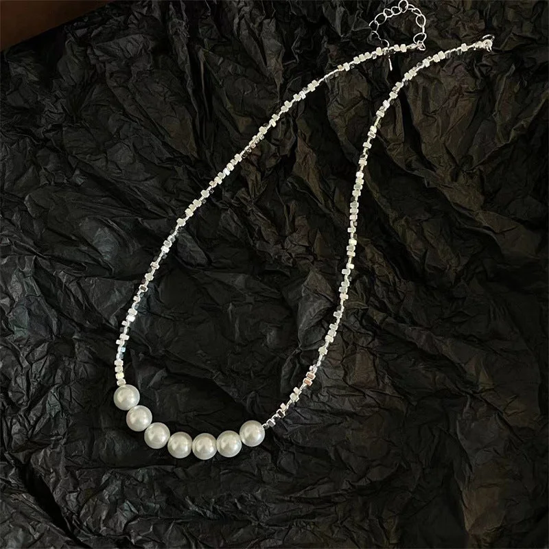 8mm Pearl Silver Necklace