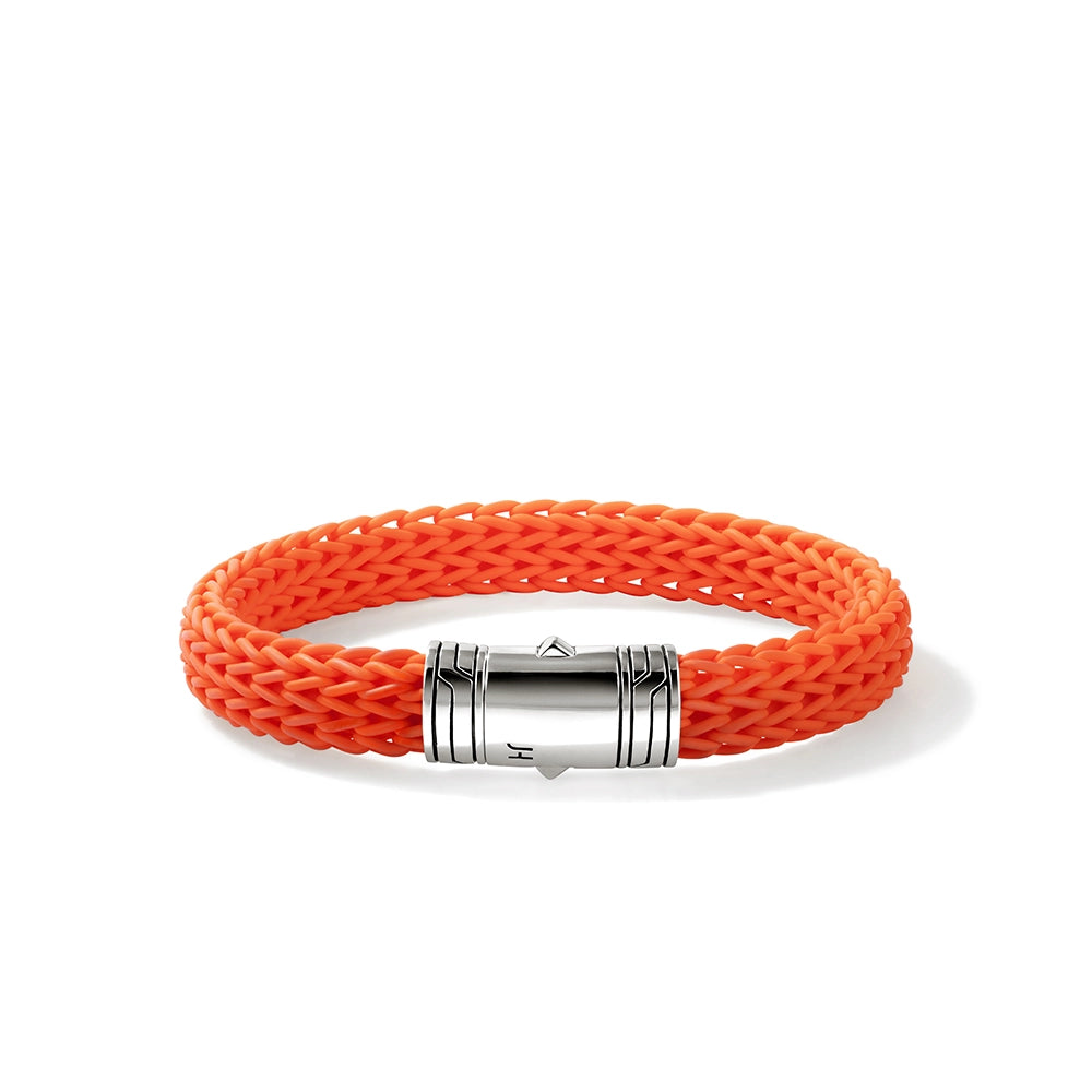 Women’s diamond bracelet set-John Hardy Silver 10mm Orange Rubber Bracelet