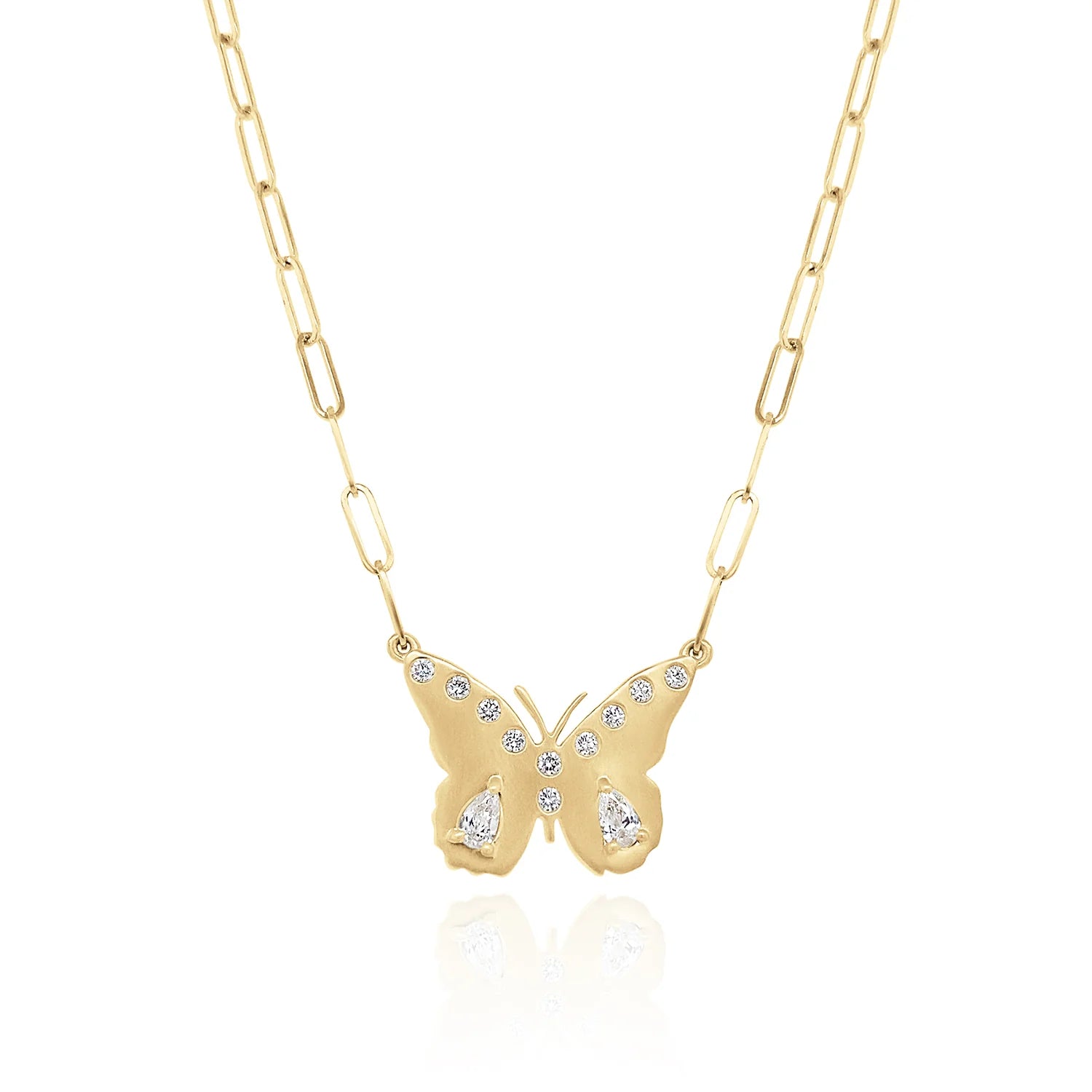 Women’s elegant drop necklace-Stacey Diamond Small Butterfly Necklace