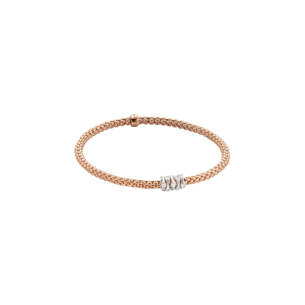 Women’s minimalist bracelet-Fope 18K Rose Gold Prima Collection Bracelet with Diamonds, Small Size