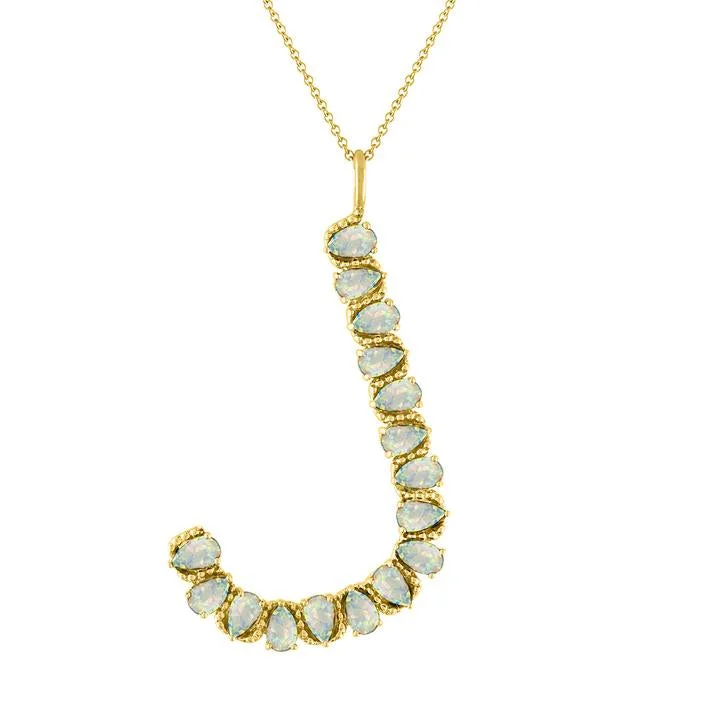 Women’s layered necklace-The Paloma Pear Gemstone Jumbo Initial Necklace