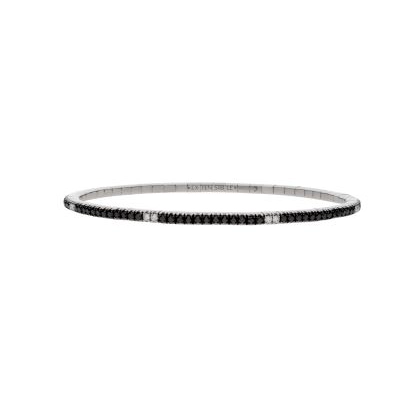 Women’s infinity bracelet-Extensible 18K White Gold Black and White Diamond Stretch Tennis Bracelet