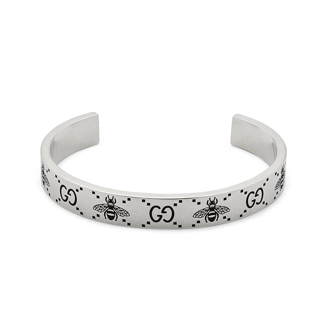 Women’s adjustable bracelet-Gucci Sterling Silver 9mm Signature Bee Cuff Bracelet