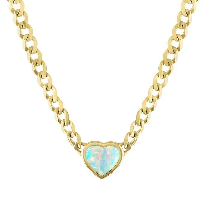 Women’s crystal necklace-The Cooper Faceted Heart on Cuban Link Chain Necklace