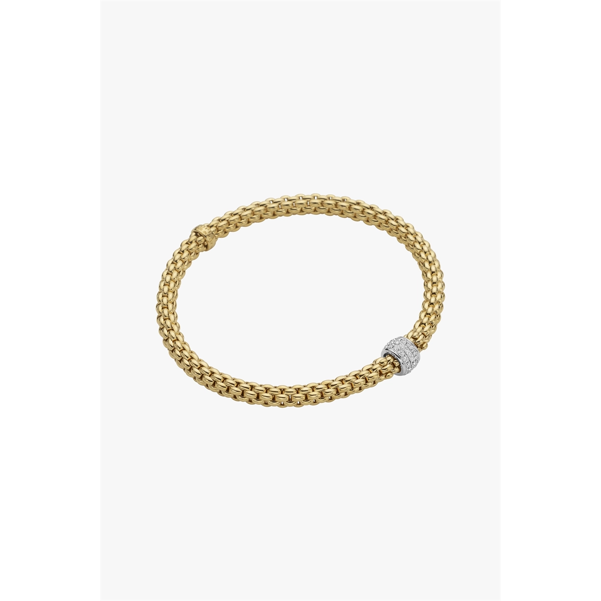 Women’s romantic bracelet-FOPE 18K Yellow Gold Solo Collection Flexible Diamond Bracelet, Small Size