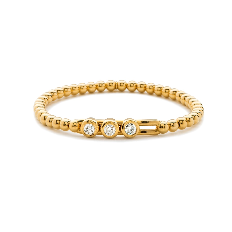 Women’s bracelet set-Hulchi Belluni 18K Yellow Gold Diamond Stretch Bracelet