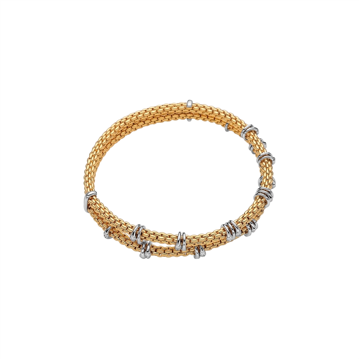 Women’s trendy gold bangle-Fope 18K Yellow Gold Prima Collection Double-Strand Diamond Bracelet