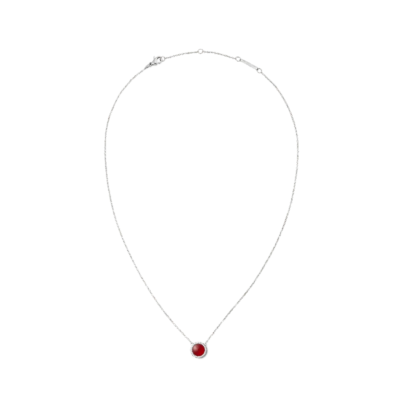 Women’s colorful pendant necklace-Audrey Necklace Red Agathe Silver