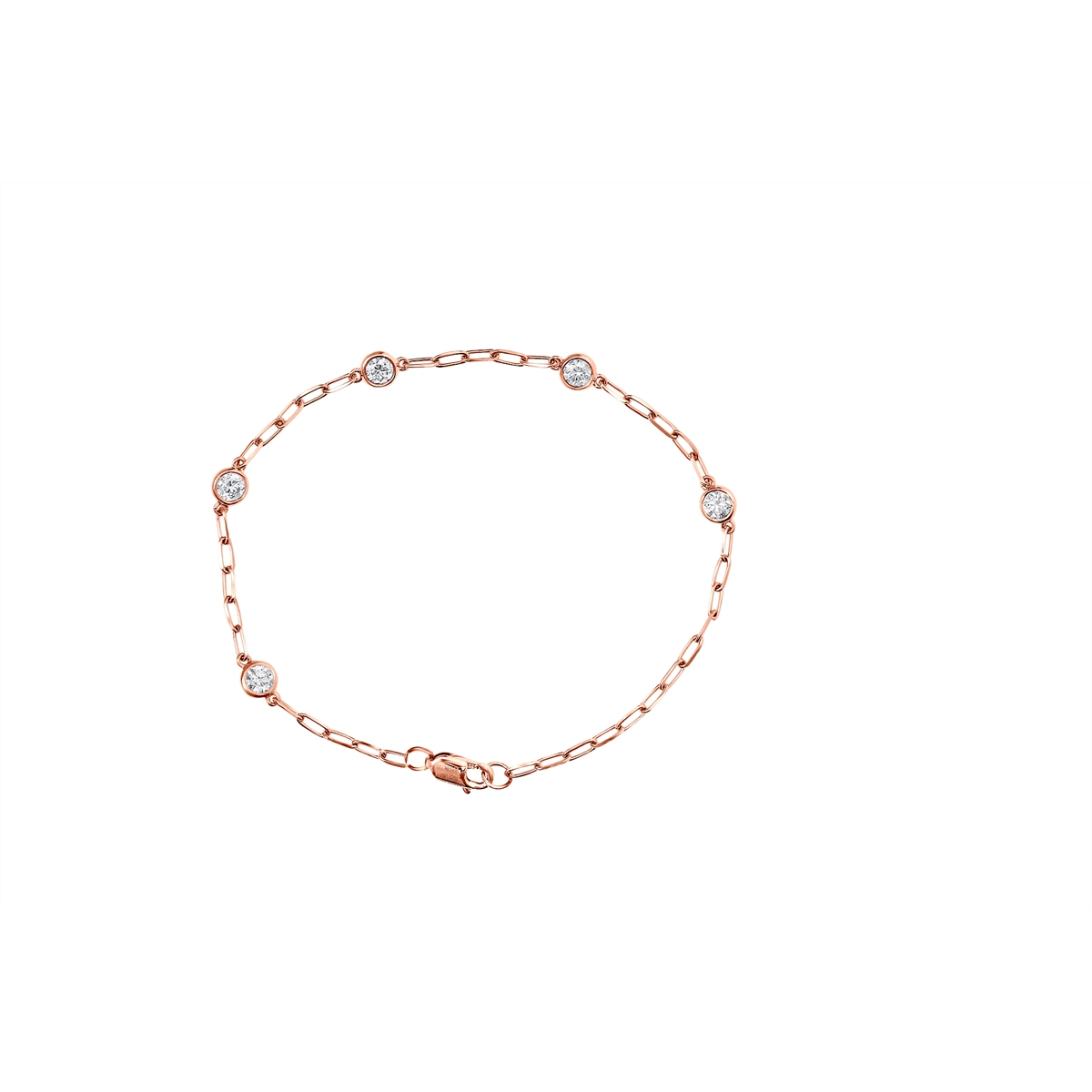 Women’s fashionable bracelet-14K Rose Gold Paperclip Diamond Station Bracelet