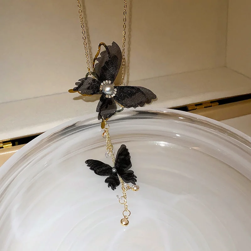 48# Necklace-Black Butterfly