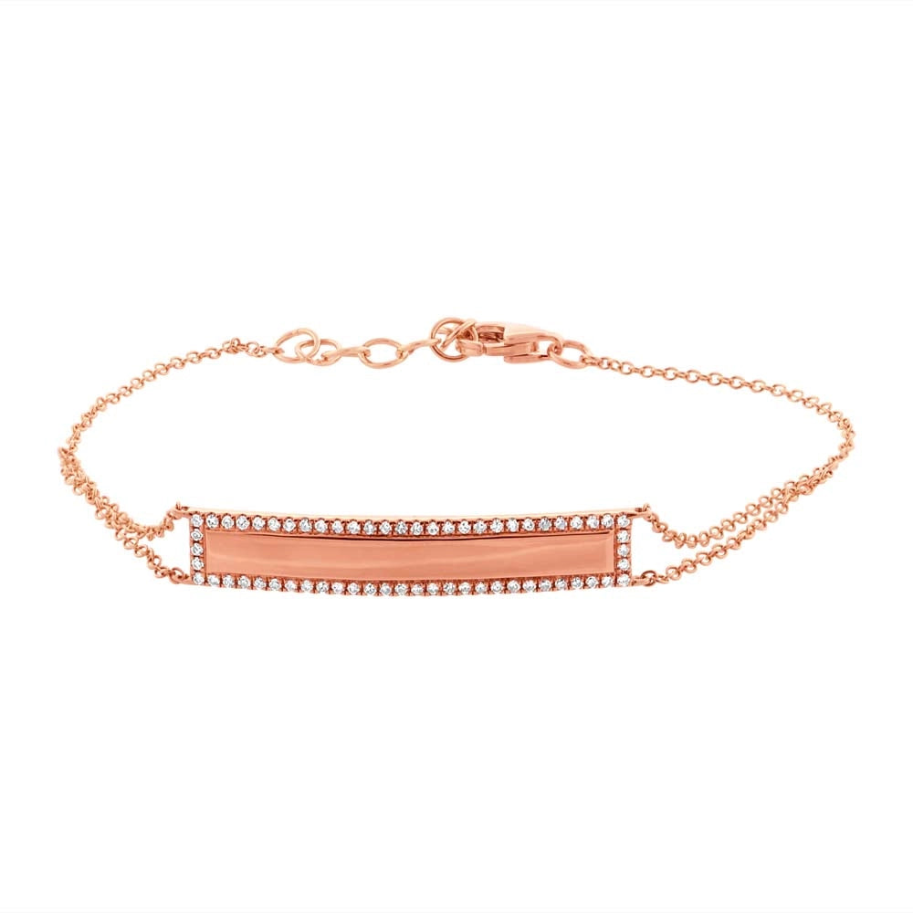 Women’s classic bangle-14K Rose Gold Diamond ID Bracelet