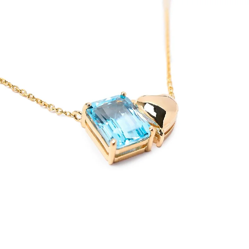 Women’s colored gemstone necklace-Emerald Cut Stone & Heart Shape Toi Et Moi Necklace