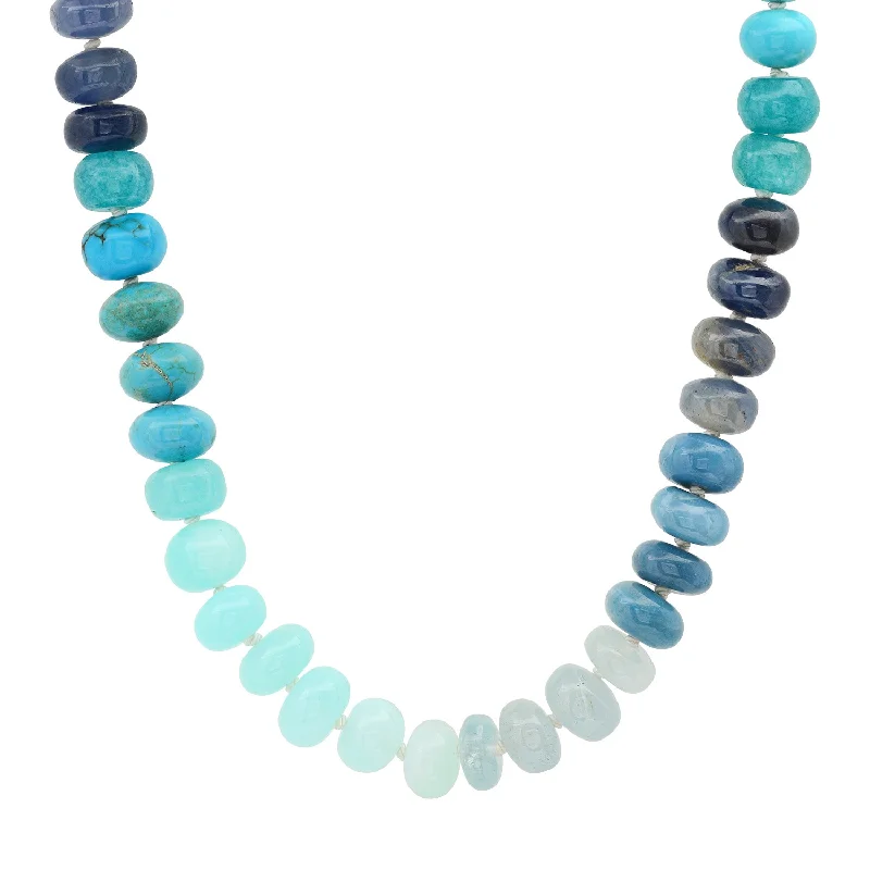 Women’s eco-friendly necklace-Denim Baby Rainbow Semiprecious Beaded Necklace