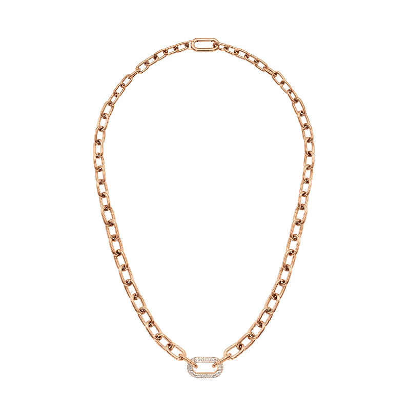 Women’s custom necklace-Crystal Link Necklace Rose Gold