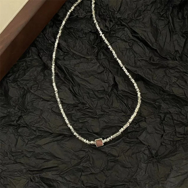 Small Square Silver Necklace