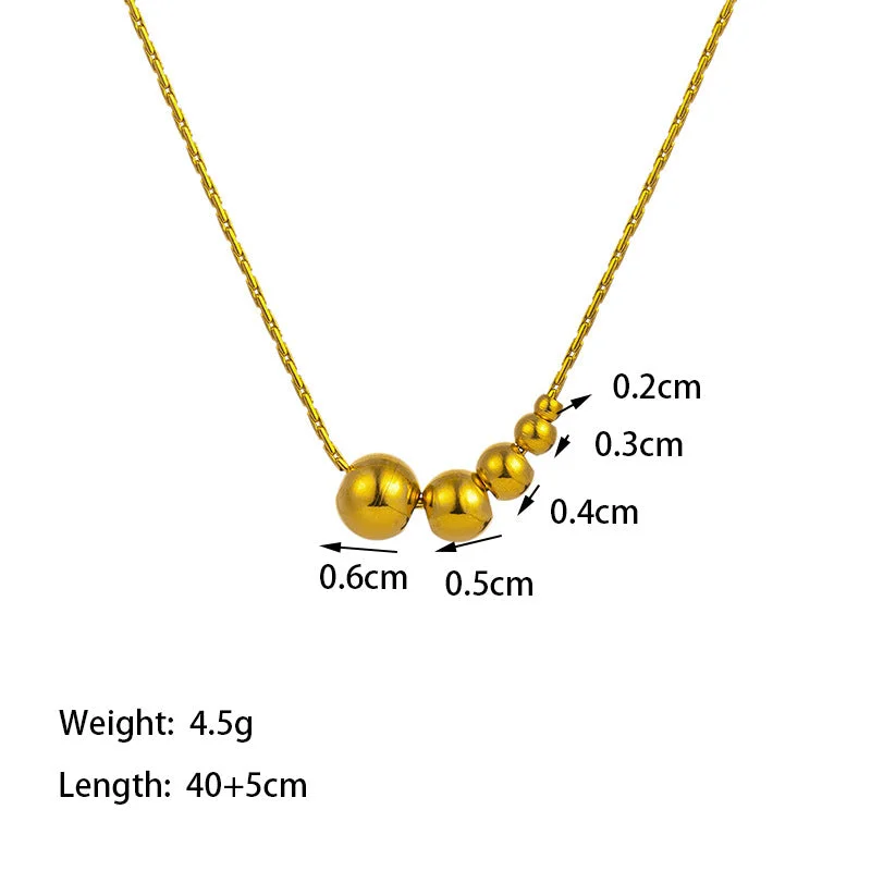 [Tsh392] Five round Beads Necklace Gold