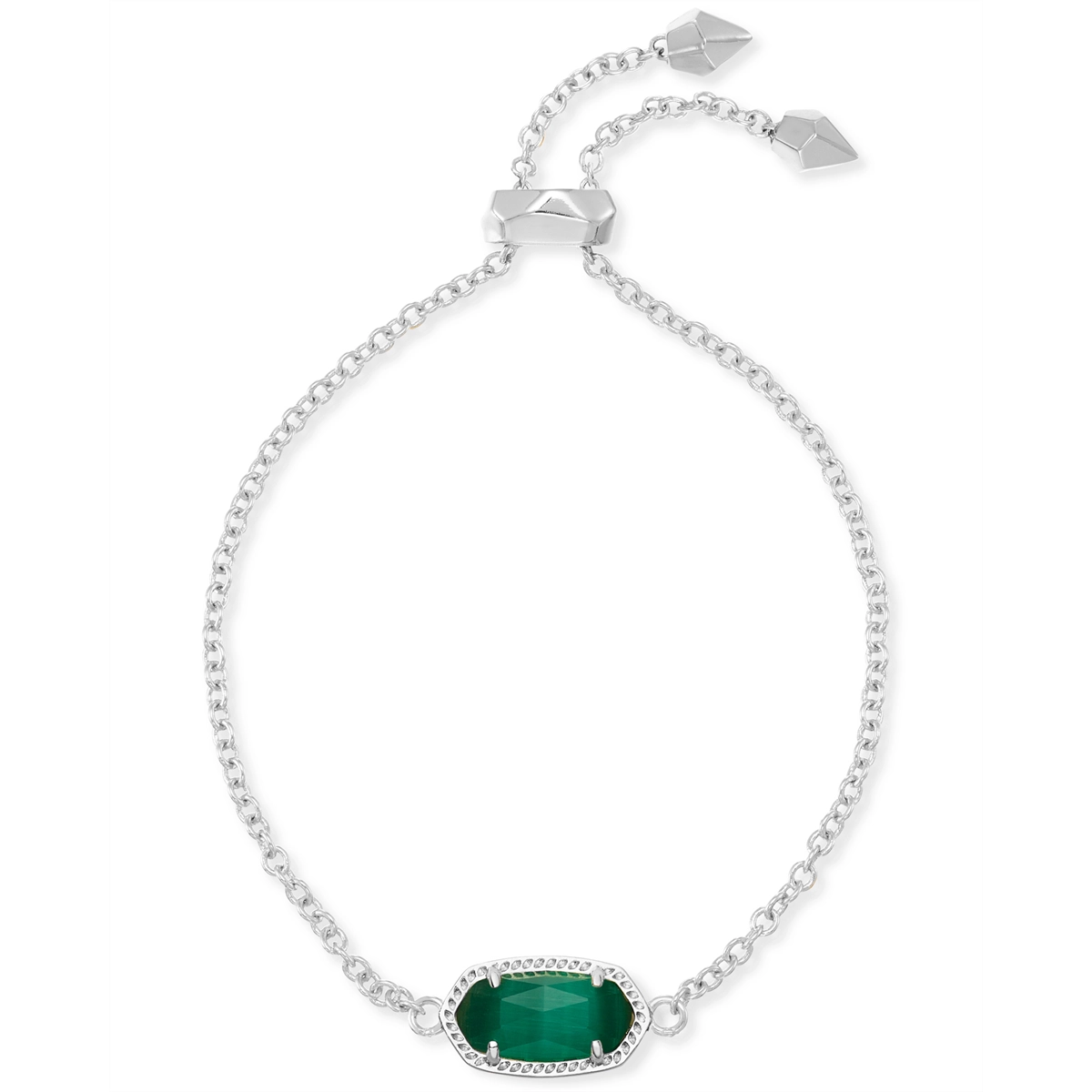 Women’s eco-friendly bracelet-Kendra Scott Elaina Bracelet in Silver with Emerald Cats Eye