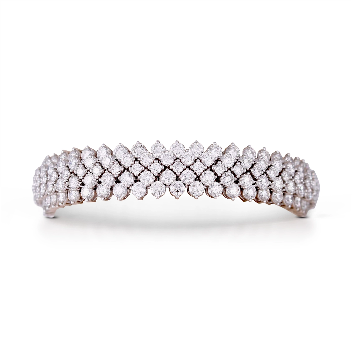 Women’s boho bracelet-18K White Gold Five Row Diamond Bracelet