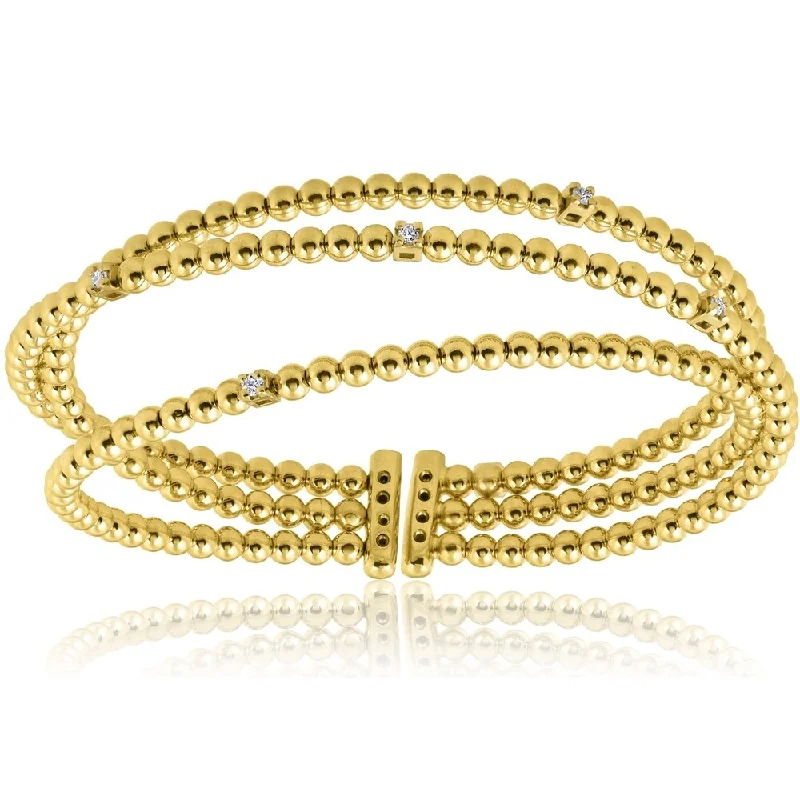 Women’s stackable bracelet-Pompeii3 18k Yellow Gold .12 ct TDW Multi Rose Diamond Bangle Cuff Bracelet - White