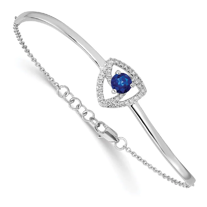 Women’s beaded bracelet-14k White Gold Diamond/Sapphire Triangles 7in w/.5in ext Bracelet-WBC-BM6898-SA-020-WA