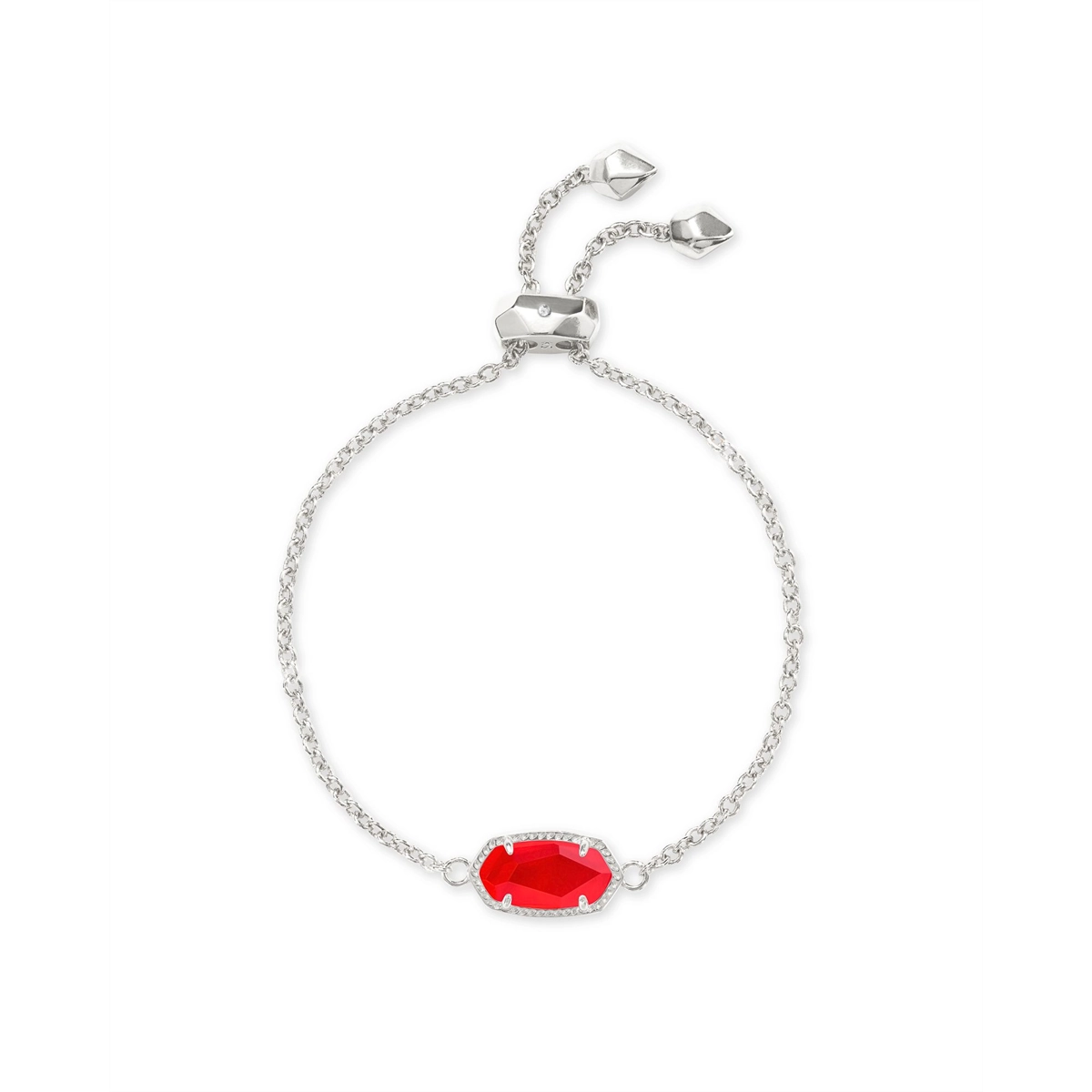 Women’s boho bracelet-Kendra Scott Elaina Bracelet in Silver with Red Illusion