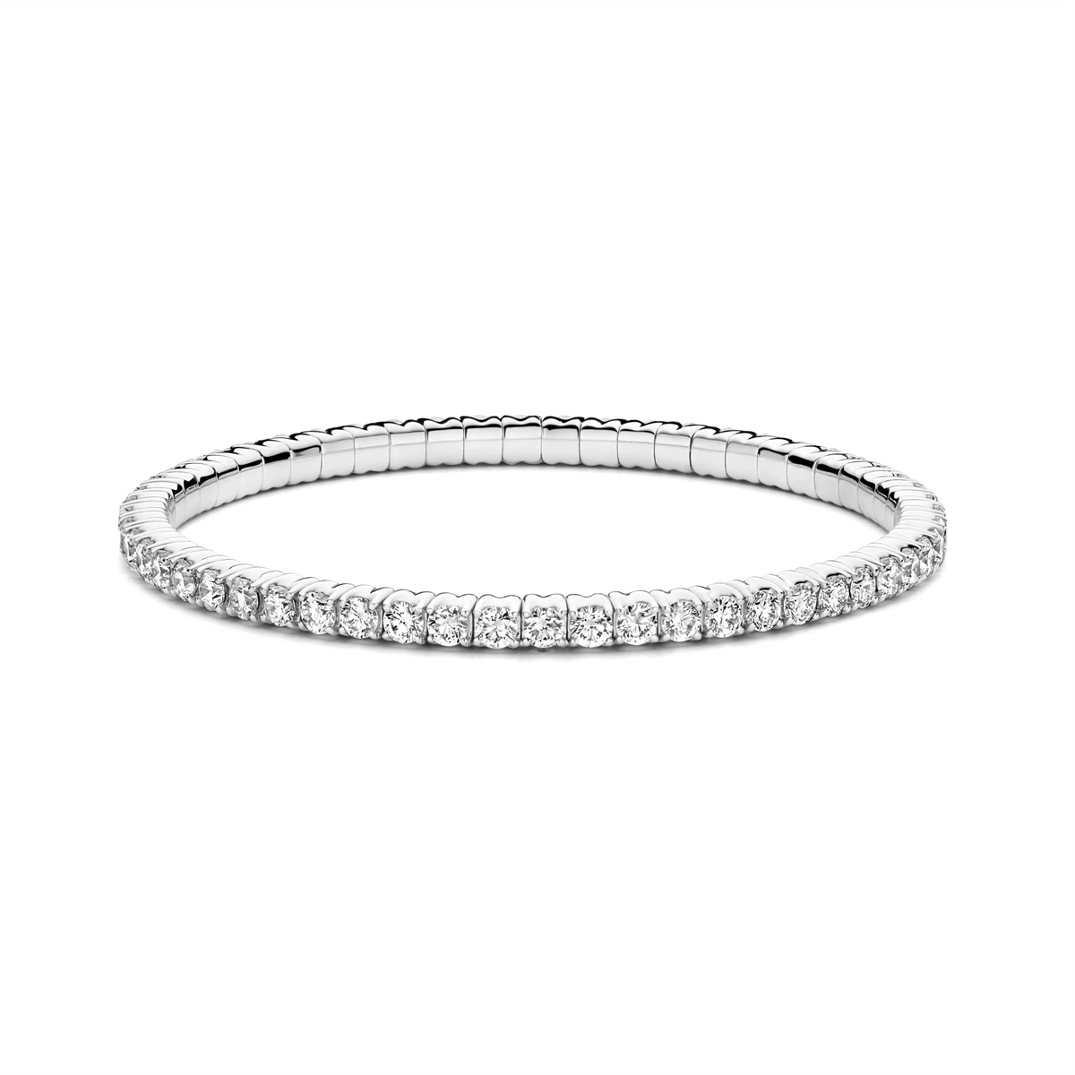 Women’s golden bangle-Hulchi Belluni 18K White Gold Tresore Diamond Stretch Bracelet