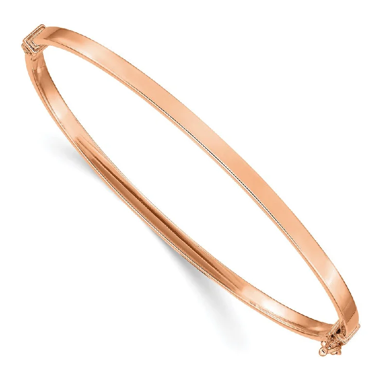 Women’s silver stackable bracelet-14k Rose Gold Polished Hinged Bangle Bracelet-WBC-DB617