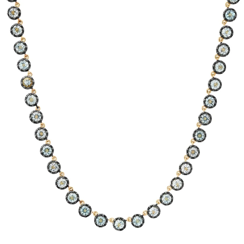 Women’s rainbow necklace-Vibrant Topaz or Citrine Rounds Necklace with Rhodium