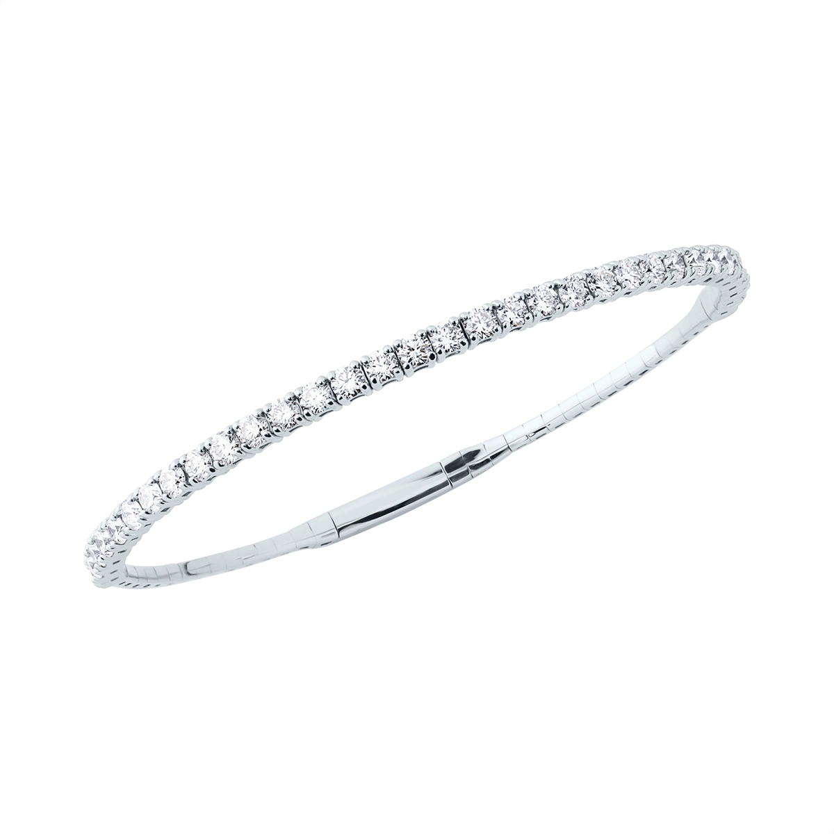 Women’s sterling silver bangle-14K White Gold Diamond Tennis Style Bangle Bracelet