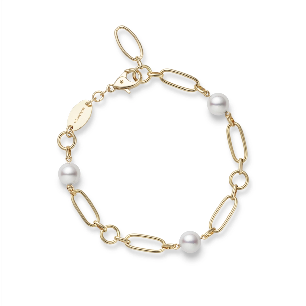 Women’s bracelet set-Mikimoto 18K Yellow Gold Chain Link Akoya Pearl Bracelet